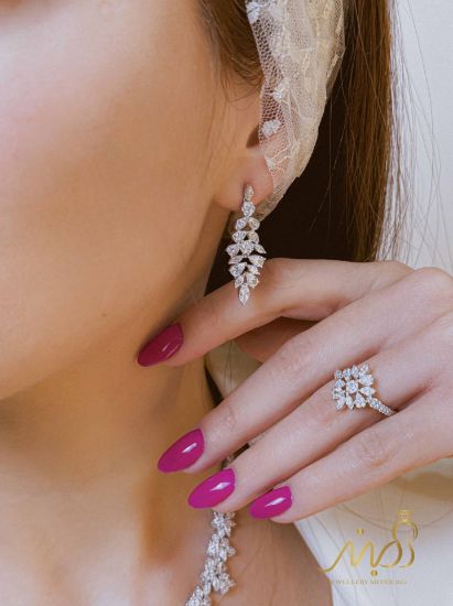 💍سرويس جواهری لاکچری (گردنبند ، گوشواره ، دستبند و انگشتر) نقره عیار 925 (S_6071)‌‌‌‌‌‌ ‌