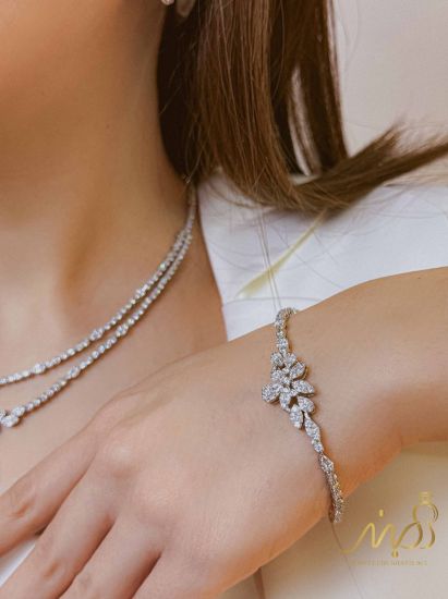 💍سرويس جواهری دو لاین لاکچری (گردنبند ، گوشواره ، دستبند ) نقره عیار 925 (S_6072)‌‌‌‌‌‌ ‌