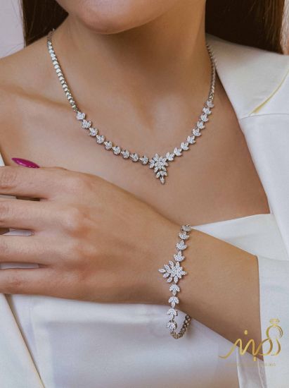 💍سرويس جواهری (گردنبند ، گوشواره ، دستبند ) نقره عیار 925 (S_6068)‌‌‌‌‌‌ ‌