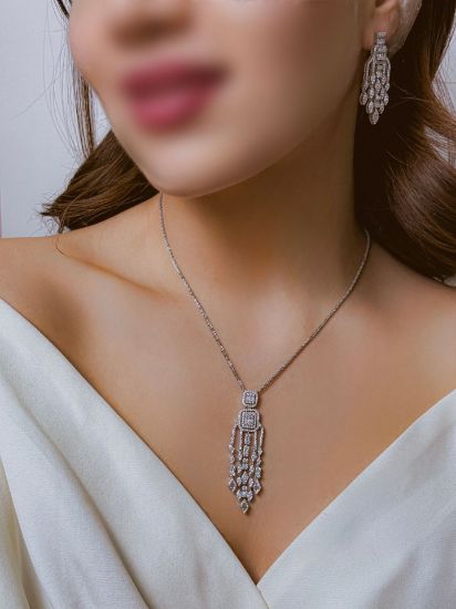 💍نیم ست جواهری  (آویز و گوشواره)نقره عیار ۹۲۵(N_4421)	