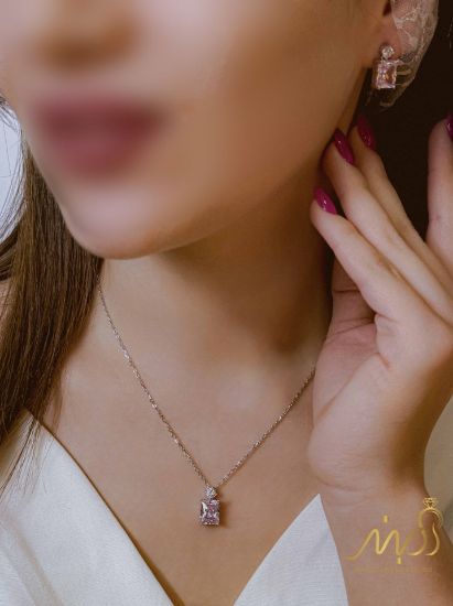 💍نیم ست جواهری (گردنبند و گوشواره)نقره عیار ۹۲۵(N_4414)