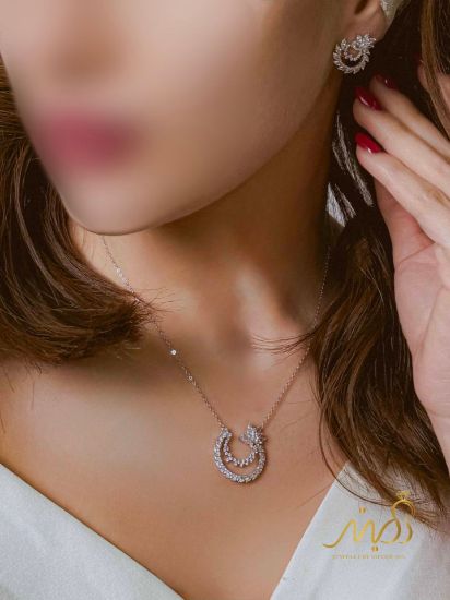 💍نیم ست جواهری (گردنبند و گوشواره)نقره عیار ۹۲۵(N_4419)