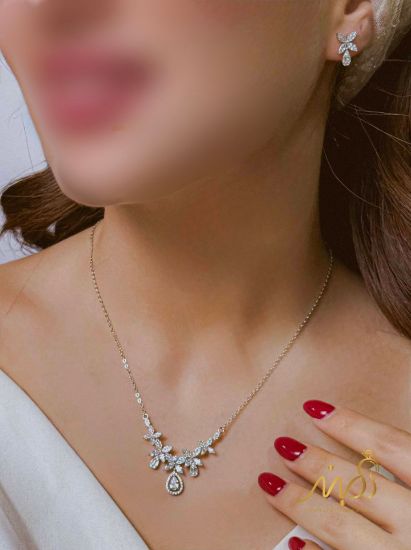 💍نیم ست جواهری (گردنبند و گوشواره)نقره عیار ۹۲۵(N_4420)