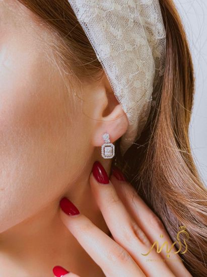 💍نیم ست جواهری (گردنبند و گوشواره)نقره عیار 925(N_4422)