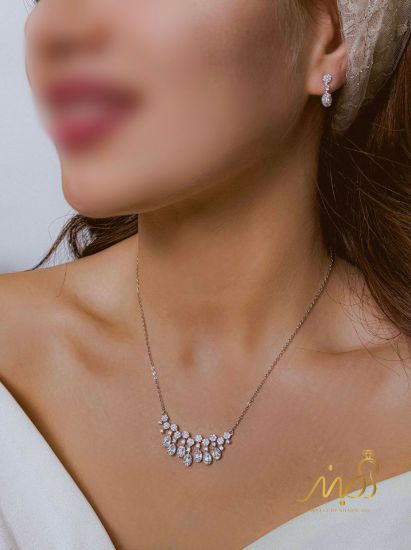 💍نیم ست جواهری (گردنبند و گوشواره)نقره عیار 925(N_4423)