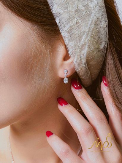 💍نیم ست جواهری (گردنبند و گوشواره)نقره عیار 925(N_4423)