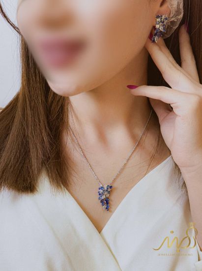 💍نیم ست جواهری (آویز و گوشواره)نقره عیار ۹۲۵(N_4428)