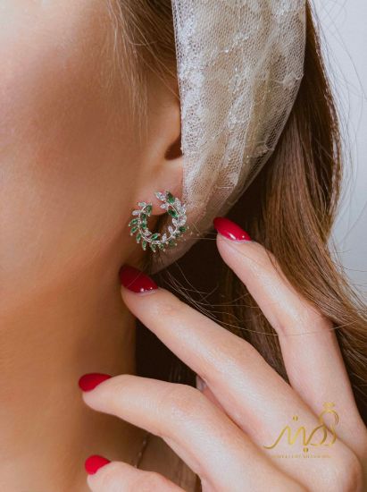💍نیم ست جواهری (آویز و گوشواره)نقره عیار ۹۲۵(N_4430)