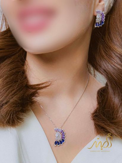 💍نیم ست جواهری (گردنبند و گوشواره)نقره عیار ۹۲۵(N_4434)