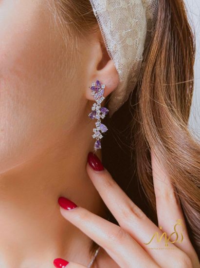 💍نیم ست جواهری (آویز و گوشواره)نقره عیار ۹۲۵(N_4439)