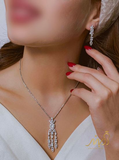 💍نیم ست (آویز و گوشواره) جواهری خاص و زیبا ، نقره عیار ۹۲۵(N_4447) 