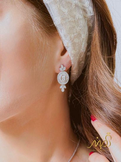 💍نیم ست (آویز و گوشواره) جواهری خاص و زیبا ، نقره عیار ۹۲۵(N_4449)