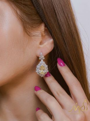 💍گوشواره جواهری با نگین سیترین ، نقره عیار ۹۲۵ (E_5073)‌‌‌‌‌‌