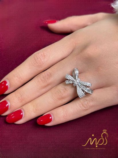 💍انگشتر جواهري لاکچری پاپیونی ؛ نقره عیار ۹۲۵(R_1333)