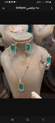 💍نیم ست جواهری لاکچری خاص و زیبا ، نقره عیار ۹۲۵ (گردنبند ، گوشواره و انگشتر)(N_4411)