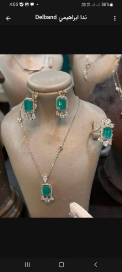 💍نیم ست جواهری لاکچری خاص و زیبا ، نقره عیار ۹۲۵ (گردنبند ، گوشواره و انگشتر)(N_4411)